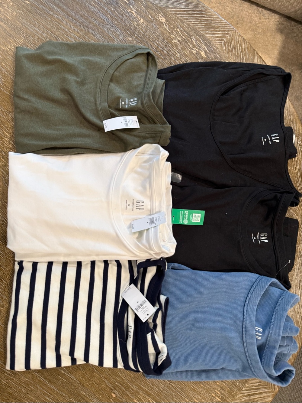 GAP Tank Tops Pack - Black, White, Olive, Navy Stripe, Light Blue